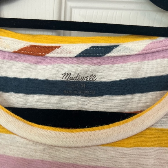 Madewell Pink, Yellow, Blue, White Striped T-Shirt Medium - Picture 2 of 3